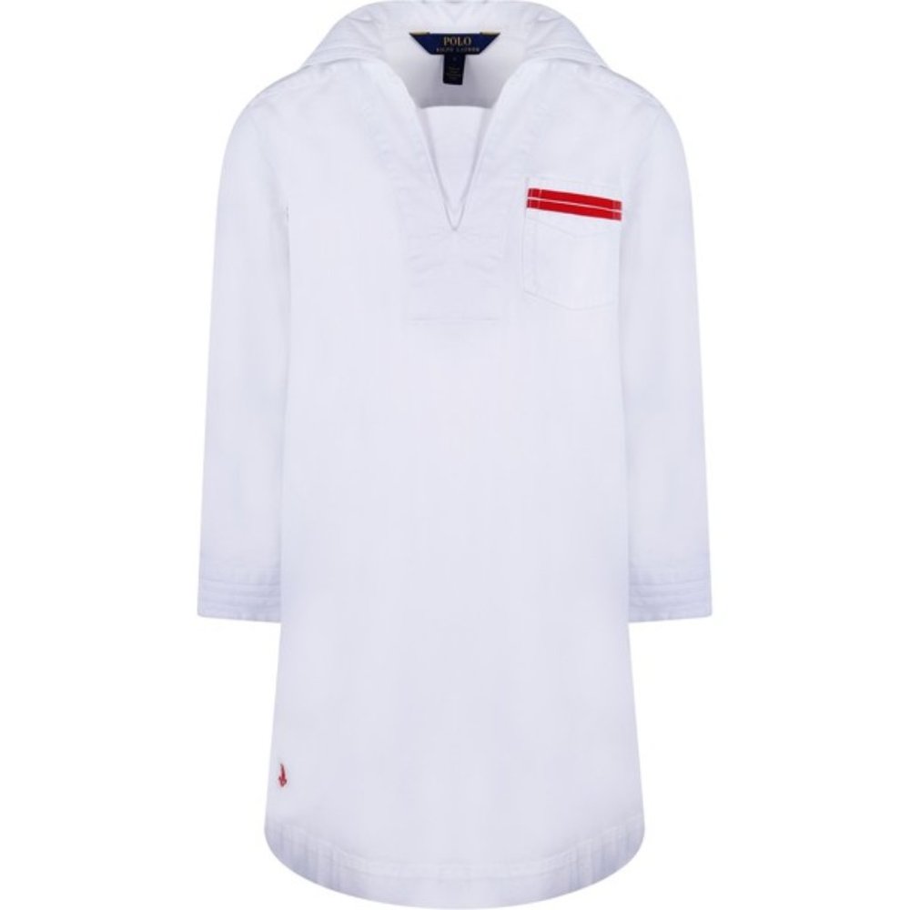 RLL Girls Nautical Dress in White - Size 5